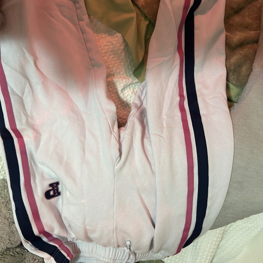 Pink brand blue striped sweat set